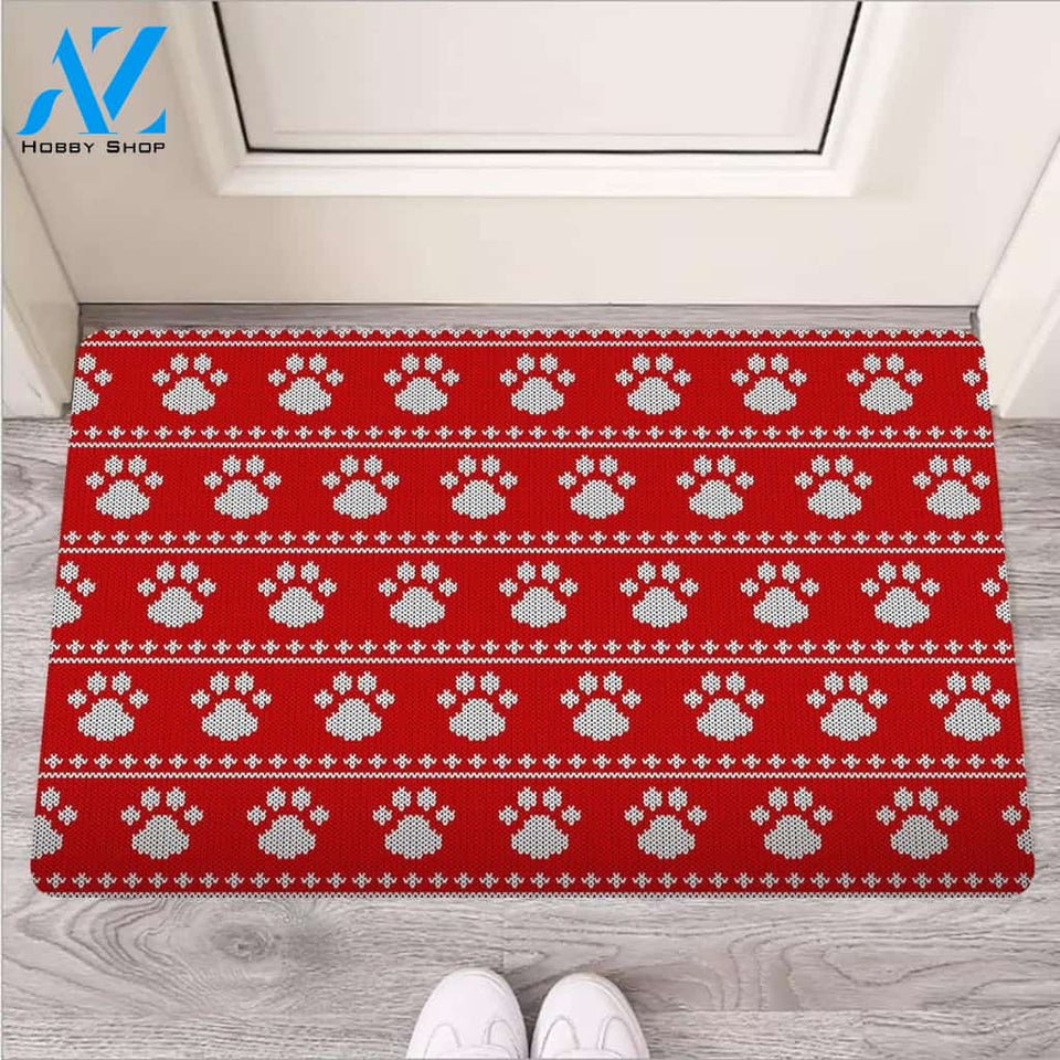Ugly Christmas Paw Door Mat