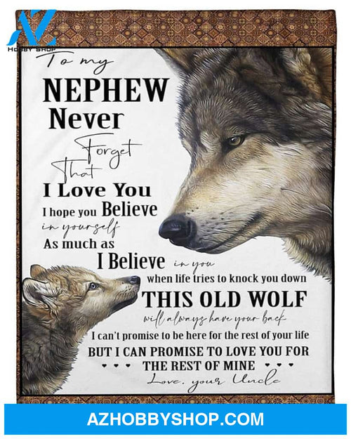 Uncle To Nephew Always Have Your Back Wolf Fleece Blanket