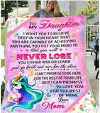 Unicorn Blanket Giving Daughter You Will Never Lose