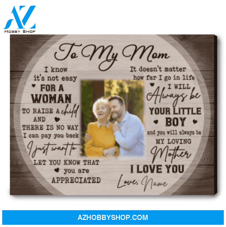 Unique Gift Ideas For Mom Personalized Photo Canvas Print To My Mom From Son