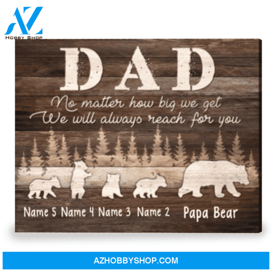Unique Personalized Gift For Dad On Father's Day Papa Bear And Cubs Canvas