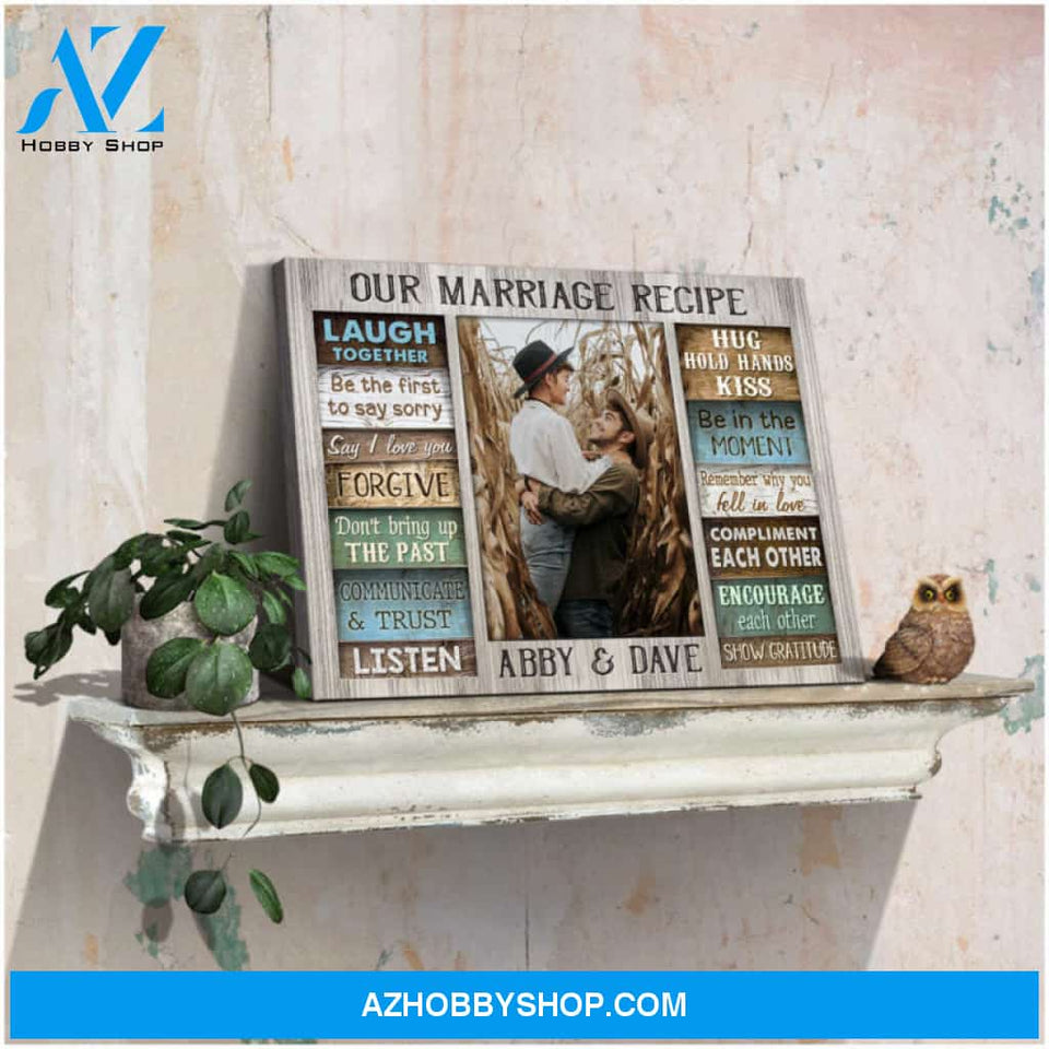 Unique Personalized Photo Gift For Wedding Anniversary Marriage Recipe Canvas Wall Art