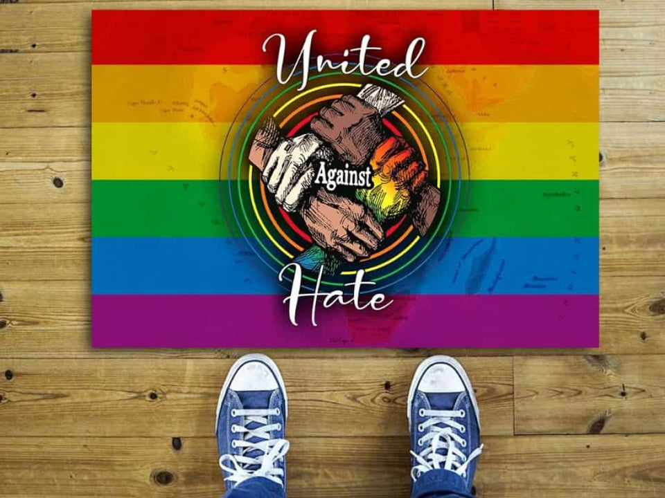 United Against Hate LGBT Pride Black Equality Right Doormat NHD
