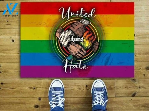 United Against Hate Lgbt Pride Black Equality Right Rubber Doormat