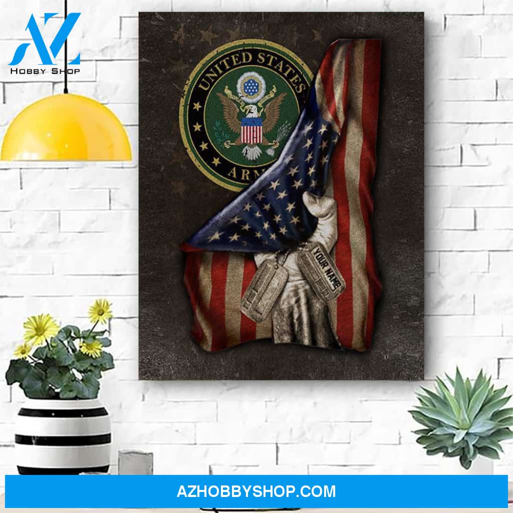 United States Army Flag Personalized Canvas Prints Wall Art - Matte Canvas