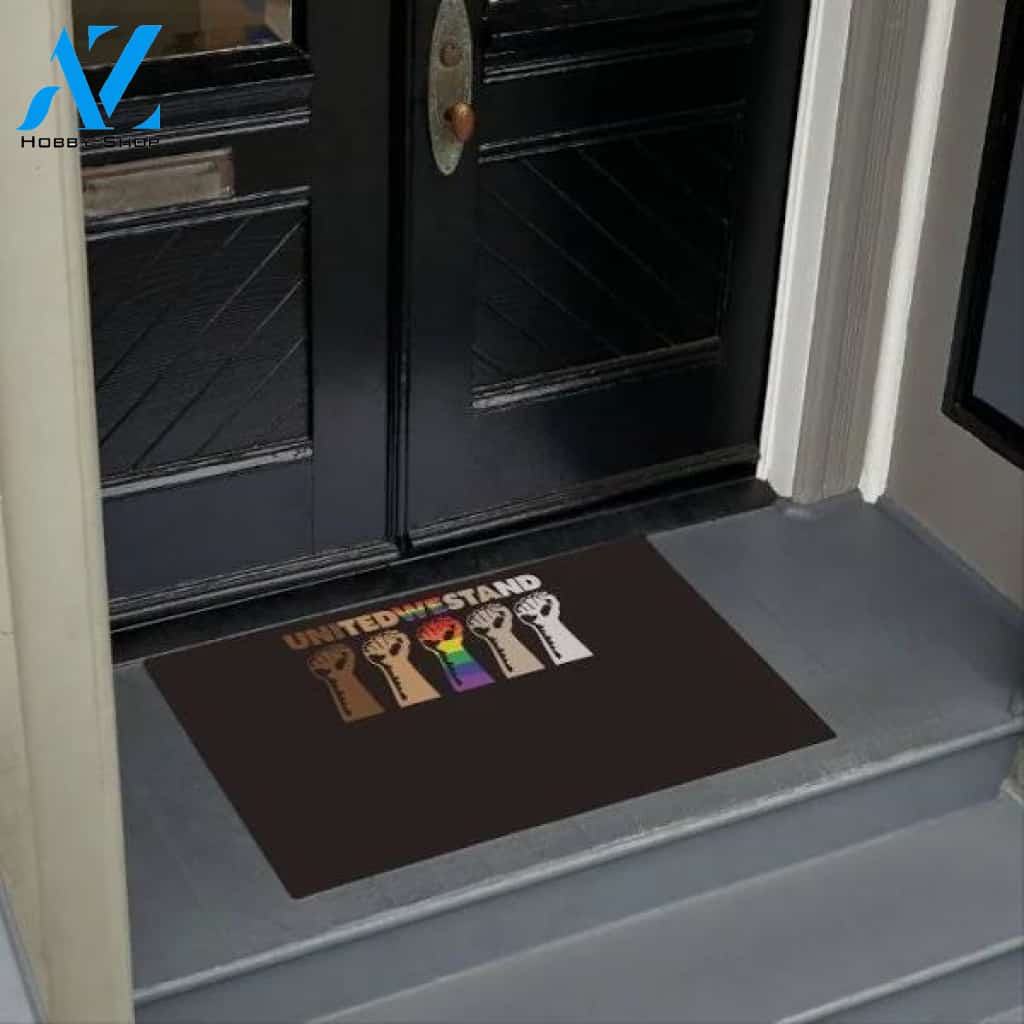 United We Stand Black Lives Matter LGBT Gay Pride. Doormat
