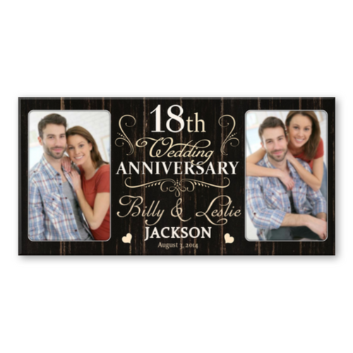 18 Year Anniversary Custom Canvas Print, 18th Wedding Anniversary Gift