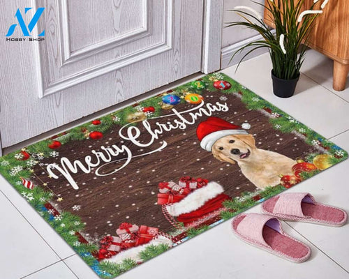 Upload Photo And Custom Name Dog Merry Christmas Doormat