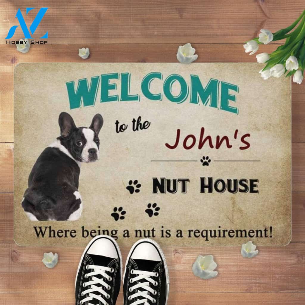 Upload Photo And Custom Name Dog Nut House Doormat