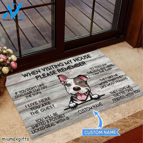 Upload Photo And Custom Name Dog Rule Doormat