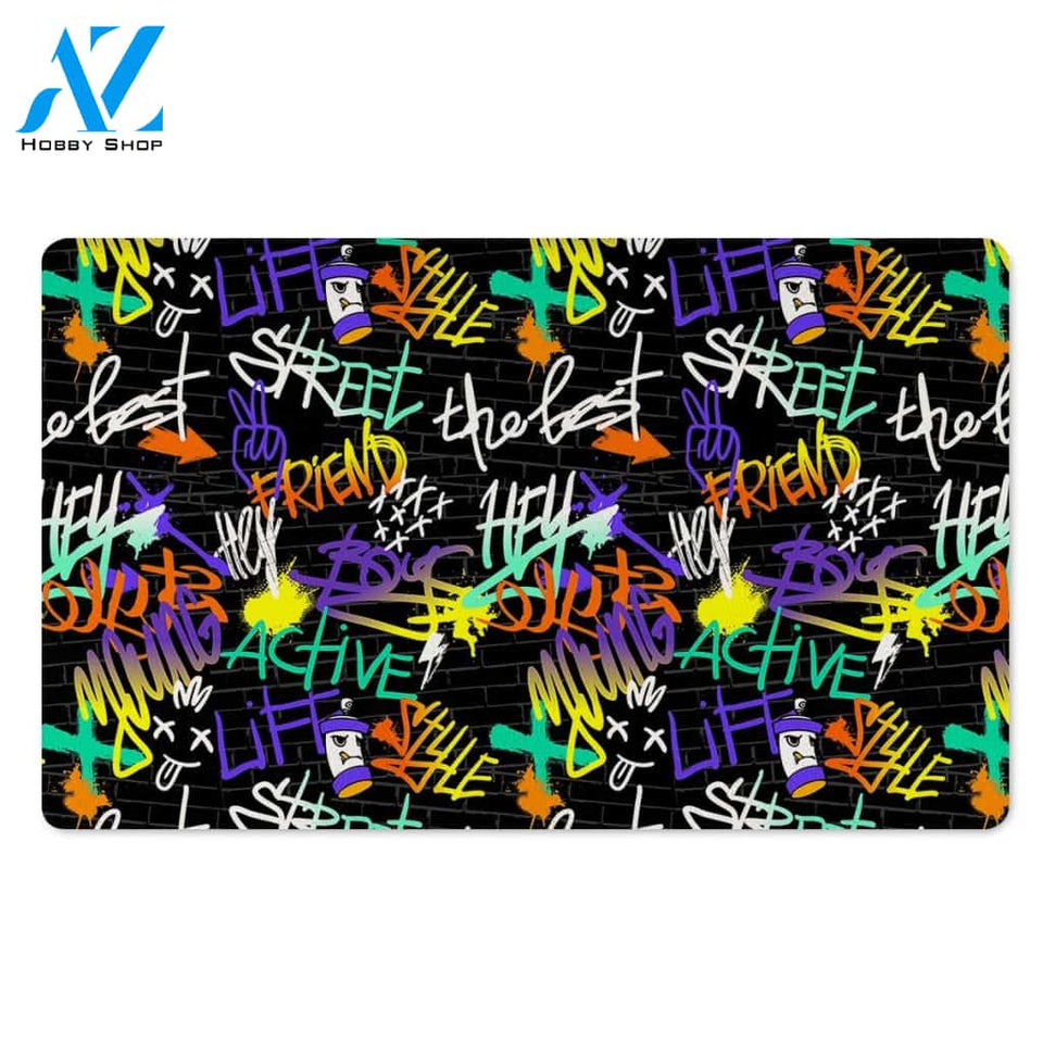 Urban Graffiti Print Door Mat