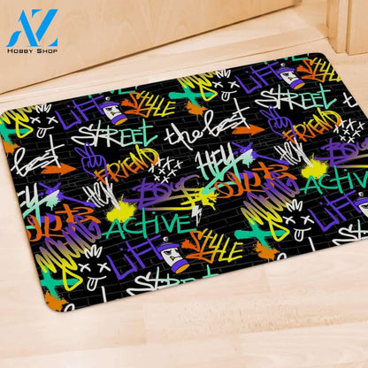 Urban Graffiti Print Door Mat