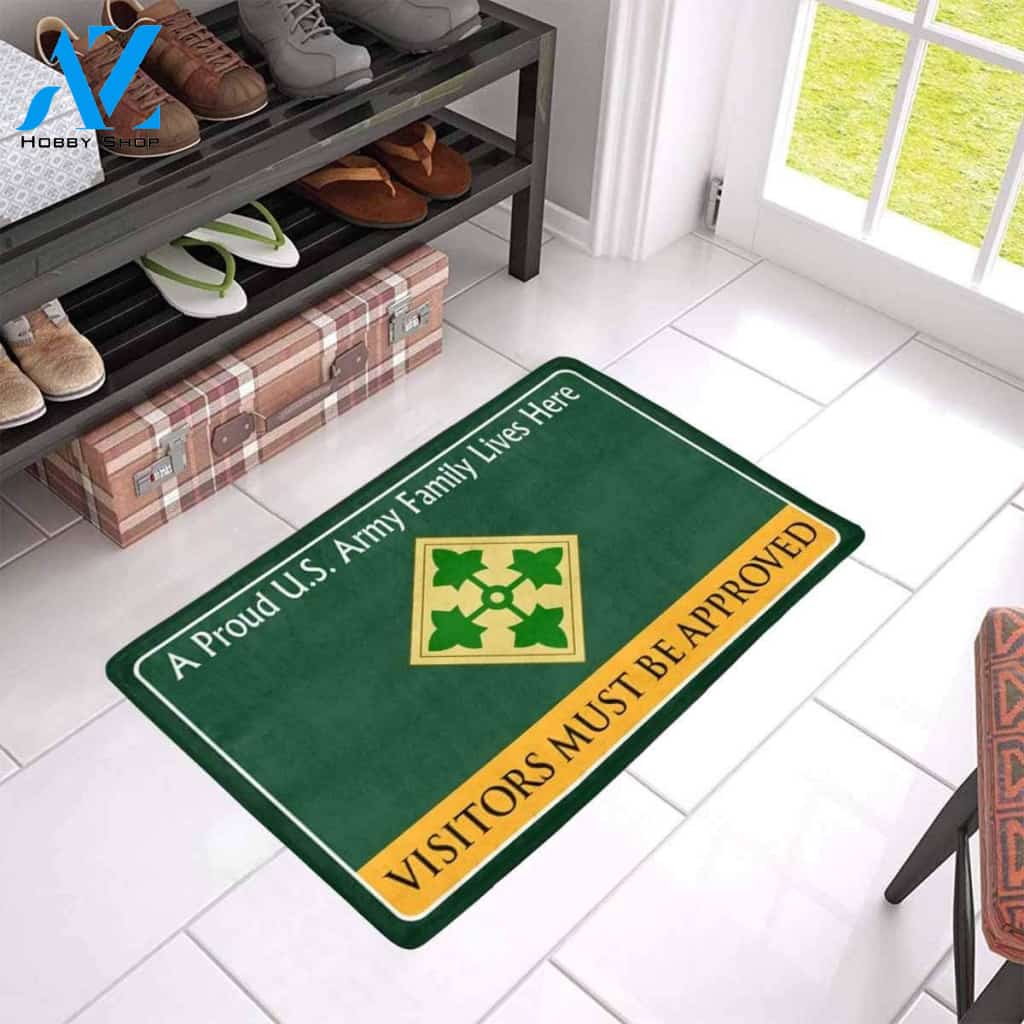 Us Army 4Th Infantry Division Family Printed Doormat Home Decor