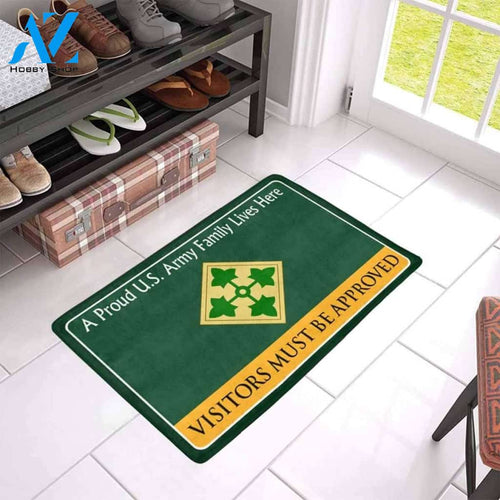 Us Army 4Th Infantry Division Family Printed Doormat Home Decor