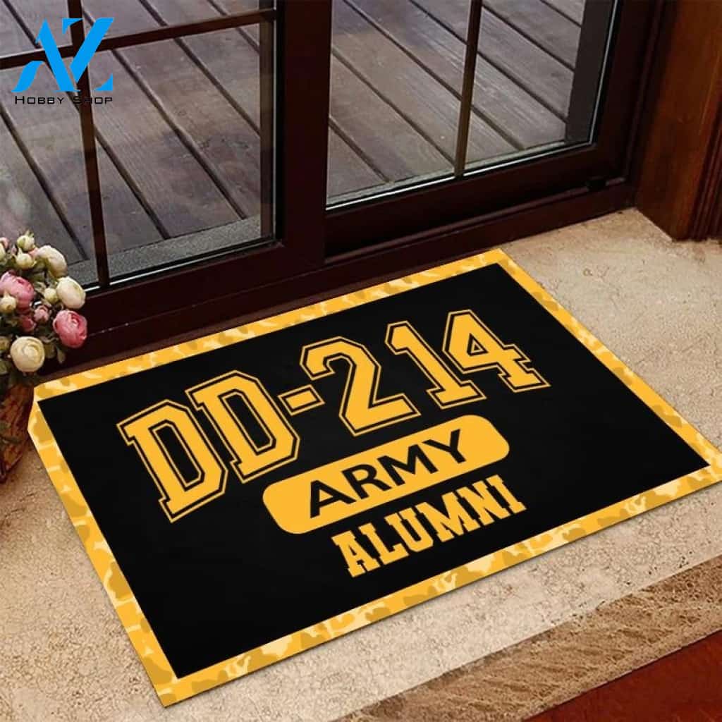 US Army Veterans - DD-214 Army Alumni Doormat Welcome Mat Housewarming Gift Home Decor Funny Doormat Gift for Veteran Lovers