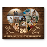 24th Wedding Anniversary Present, Gift For 24th Anniversary, Heart Shape Photo Collage