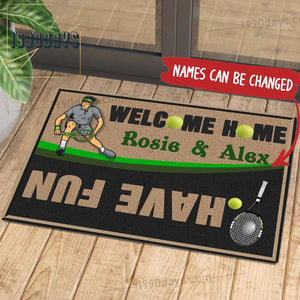 Customized Welcome Home Have Fun Tennis Saint Patrick's Day Doormat | Colorful | Size 8x27'' 24x36''