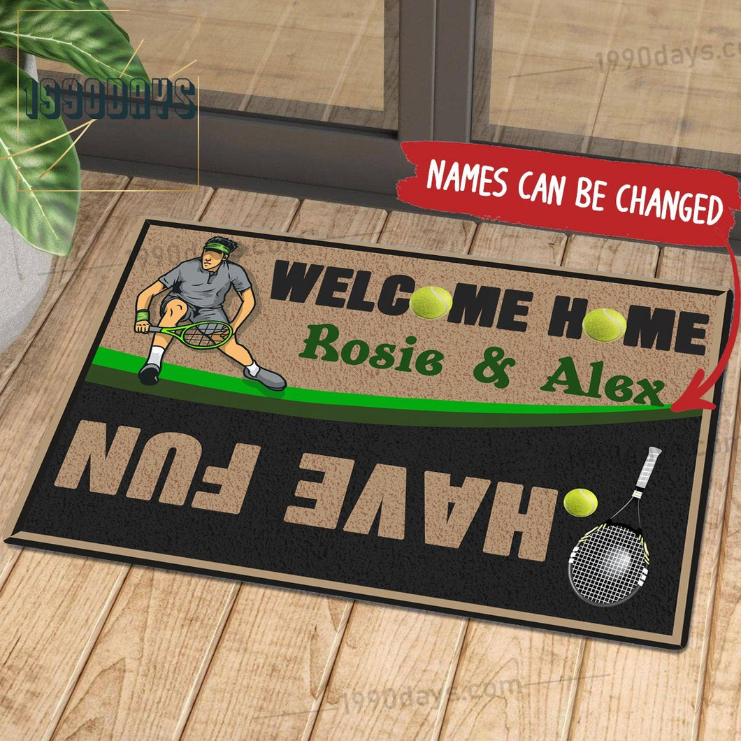 Customized Welcome Home Have Fun Tennis Saint Patrick's Day Doormat | Colorful | Size 8x27'' 24x36''