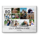 80th Birthday Photo Collage Canvas Print, 80th Birthday Gift