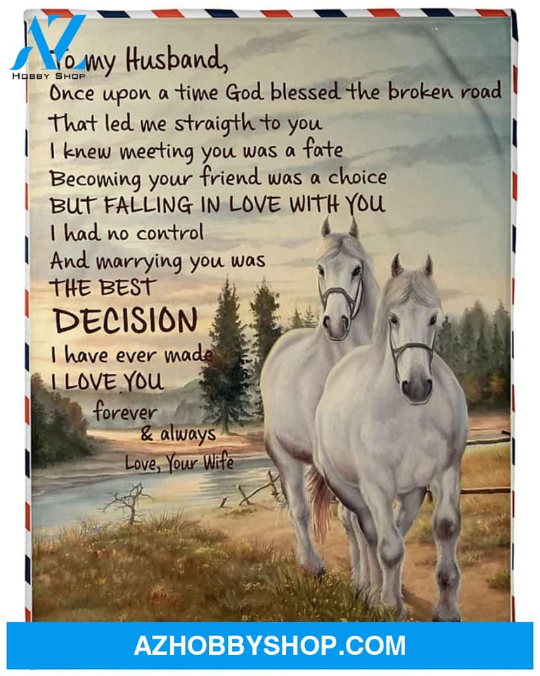 Valentine's Day Gift For Husband, Horse Blanket To My Husband Fleece Blanket