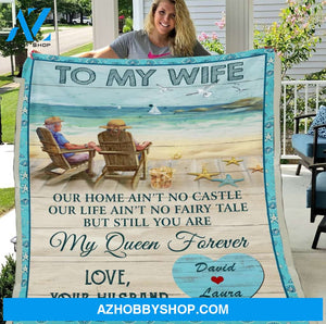 Valentine's Day Gift, Gifts For Her, Personalized To My Wife Our Home Ain't No Castle Fleece Blanket