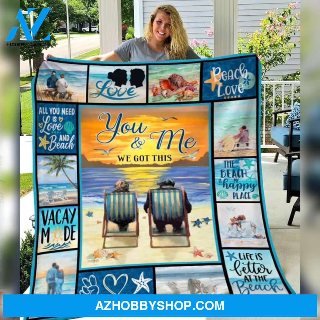 Valentine's Day Gifts For Her, Gift For Him Beach Couple, You And Me We Got This Fleece Blanket