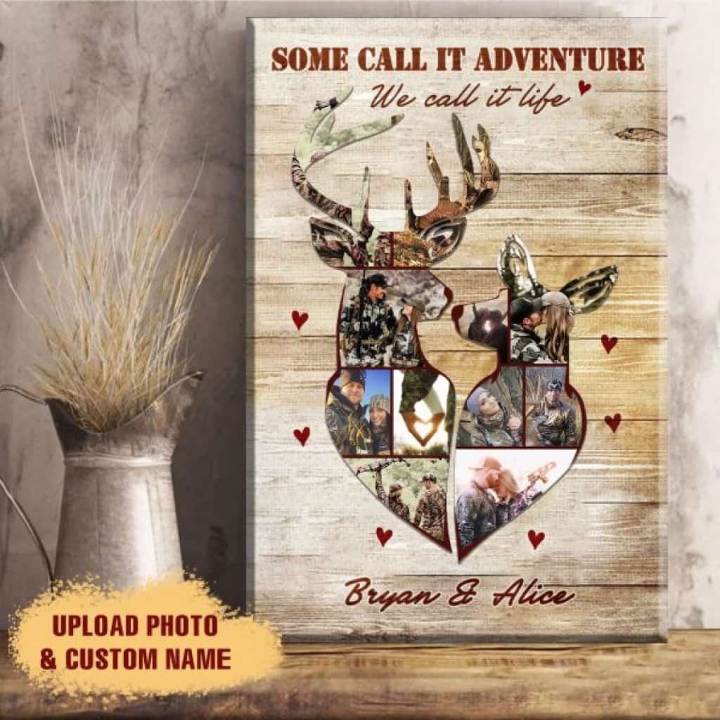 Valentines Gifts Personalized Canvas Hunting Couple 18X12 Inches Canvass