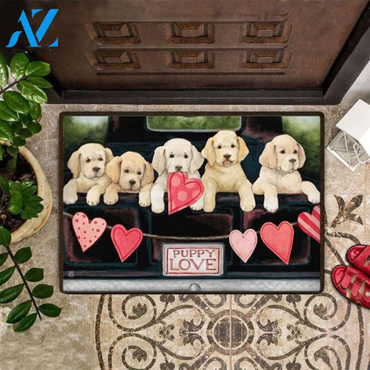 Valentines Puppy Love Cute Doormat Indoor Outdoor Gift For Her Gift Home Decor Warm House Gift Welcome Mat Decor