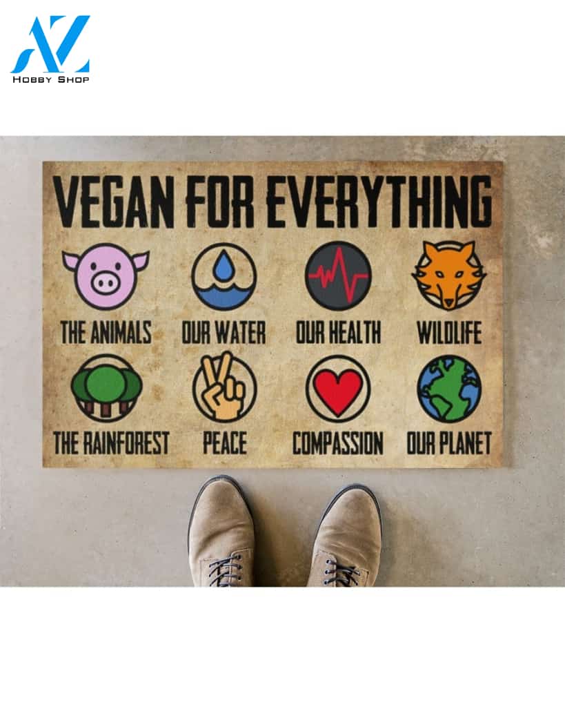 Vegan For Everything Indoor And Outdoor Doormat Warm House Gift Welcome Mat Gift For Vegetarians Environmental Protection