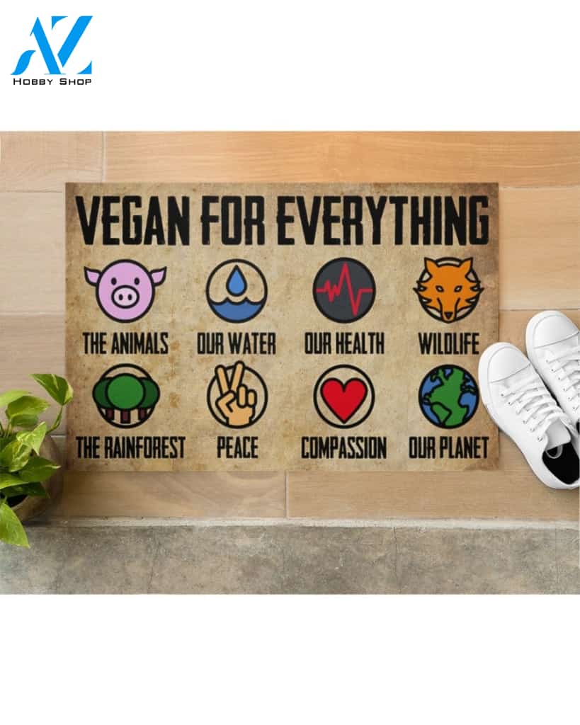 Vegan For Everything Indoor And Outdoor Doormat Warm House Gift Welcome Mat Gift For Vegetarians Environmental Protection