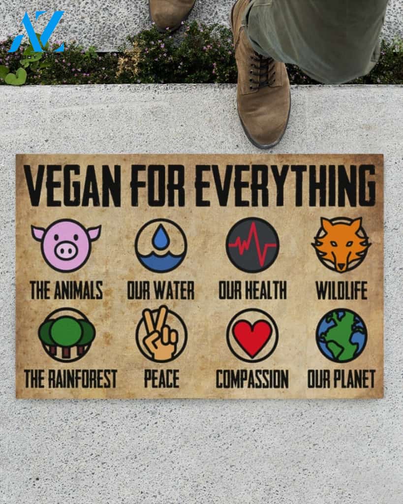 Vegan For Everything Indoor And Outdoor Doormat Warm House Gift Welcome Mat Gift For Vegetarians Environmental Protection