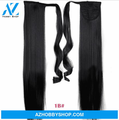 Velcro Wig Ponytail Straight Invisible Hair Extension 1B