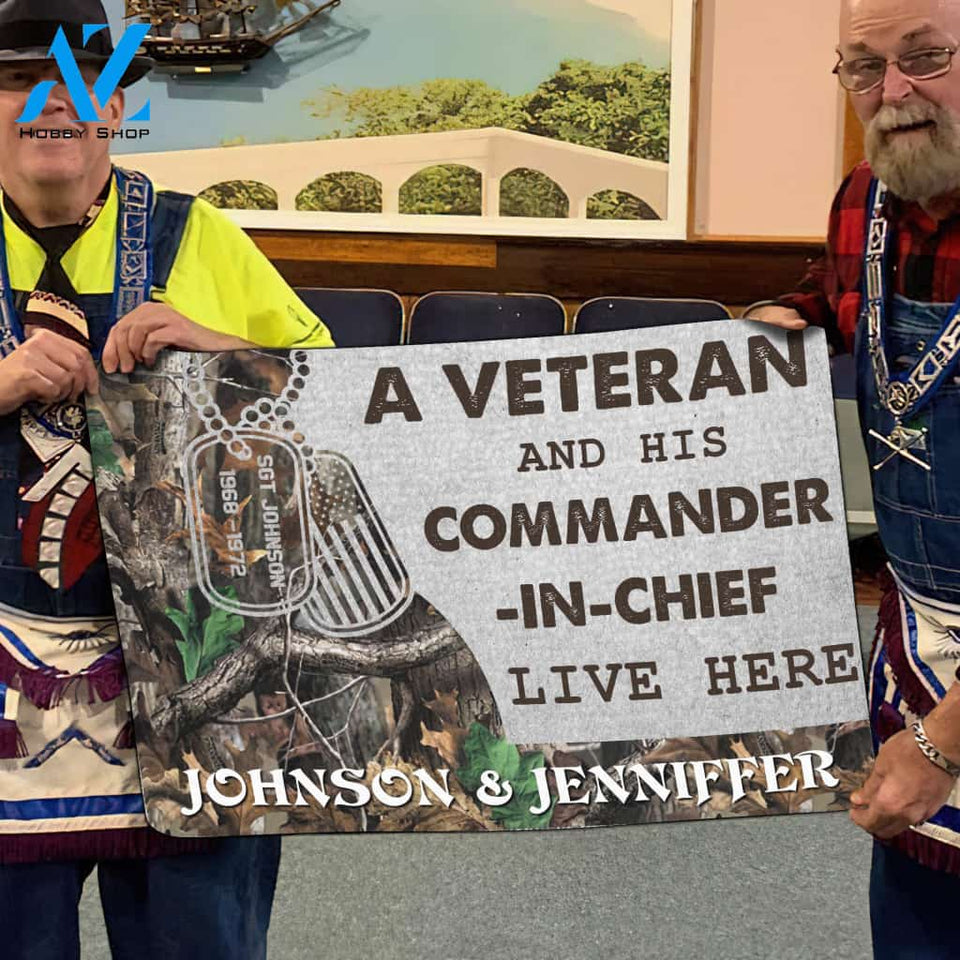 Veteran Camo Couple Live Here Doormat, Custom Veteran Doormat