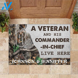 Veteran Camo Couple Live Here Doormat, Custom Veteran Doormat