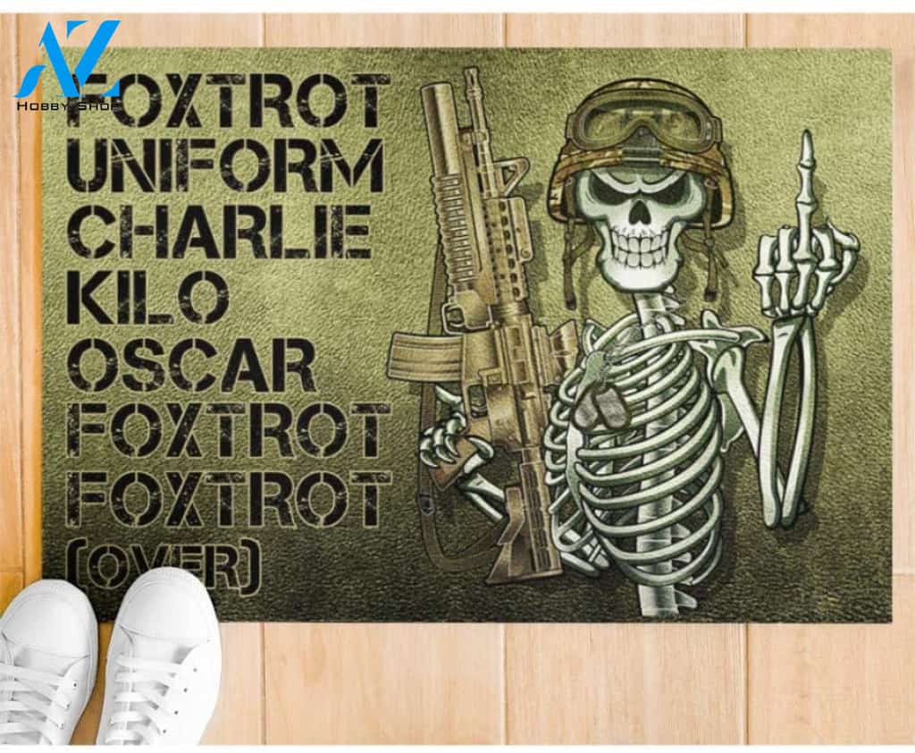 Veteran Foxtrot Indoor and Outdoor Doormat Gift for Veteran Warm House Gift Welcome Mat Funny Gift for Friend Family Birthday Gift