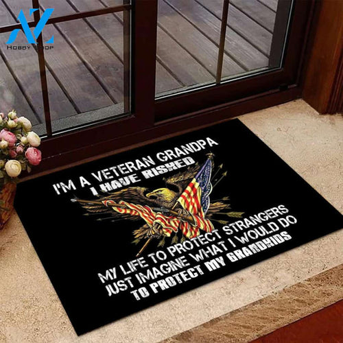 Veteran Grandpa I Would Do To Protect My Grandkids Door Mats