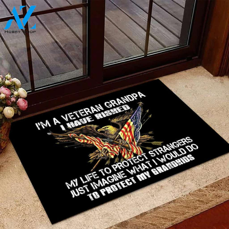 Veteran Grandpa I Would Do To Protect My Grandkids Door Mats