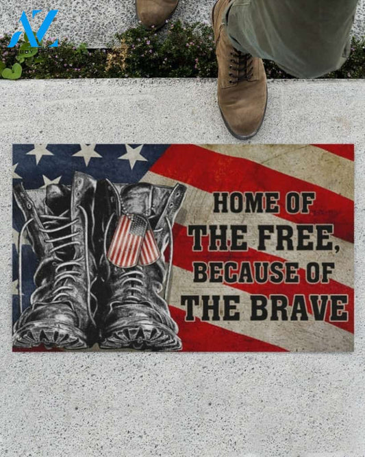 Veteran Home Of The Free The Brave American Flag Vintage Indoor And Outdoor Doormat Warm House Gift Welcome Mat Gift For Veteran