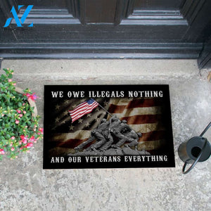 Veteran Welcome Rug, Veteran Doormat, We Owe Illegals Nothing And Our Veterans Doormat
