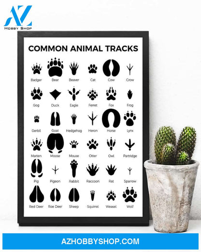 Veterinarians Common Animal Tracks Vertical Canvas Wall Art, Wall Decor Visual Art