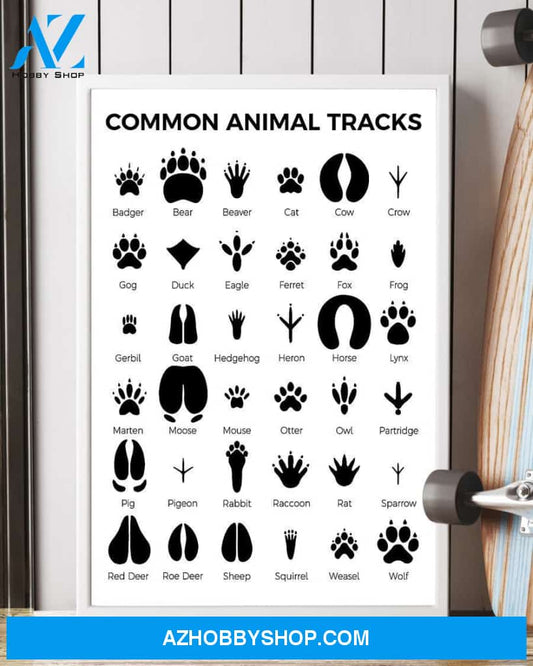 Veterinarians Common Animal Tracks Vertical Canvas Wall Art, Wall Decor Visual Art