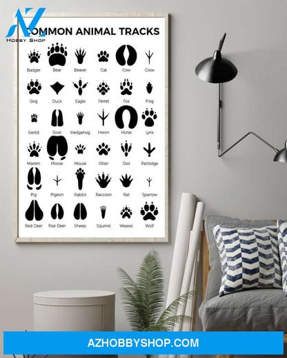 Veterinarians Common Animal Tracks Vertical Canvas Wall Art, Wall Decor Visual Art