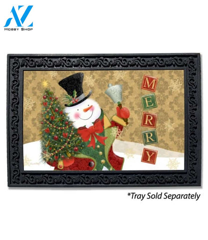 Victorian Merry Snowman Doormat - 18" x 30"