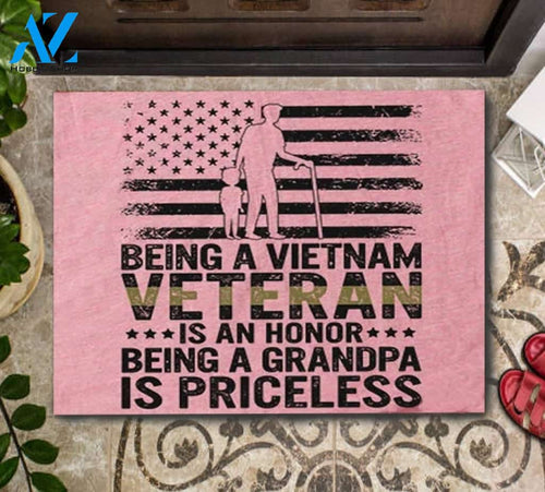 Vietnam Veteran Grandpa - Being A Grandpa Is Priceless Doormat Home Decor Housewarming Welcome Mat Gift For Friend, Family