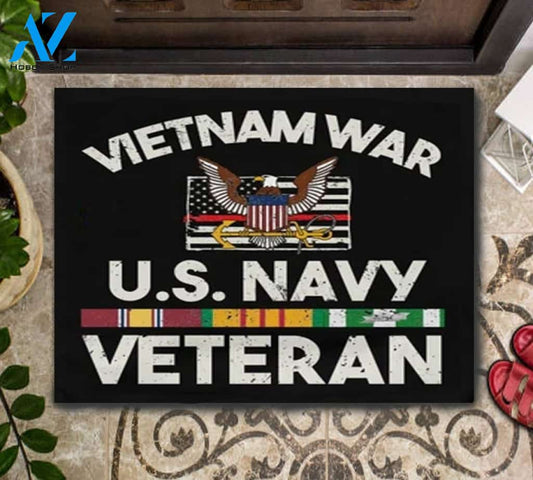 Vietnam War U.S. Navy Veteran Dad Grandpa Doormat Floor Rug Housewarming Home Living Home Decor Funny Doormat Gift Idea