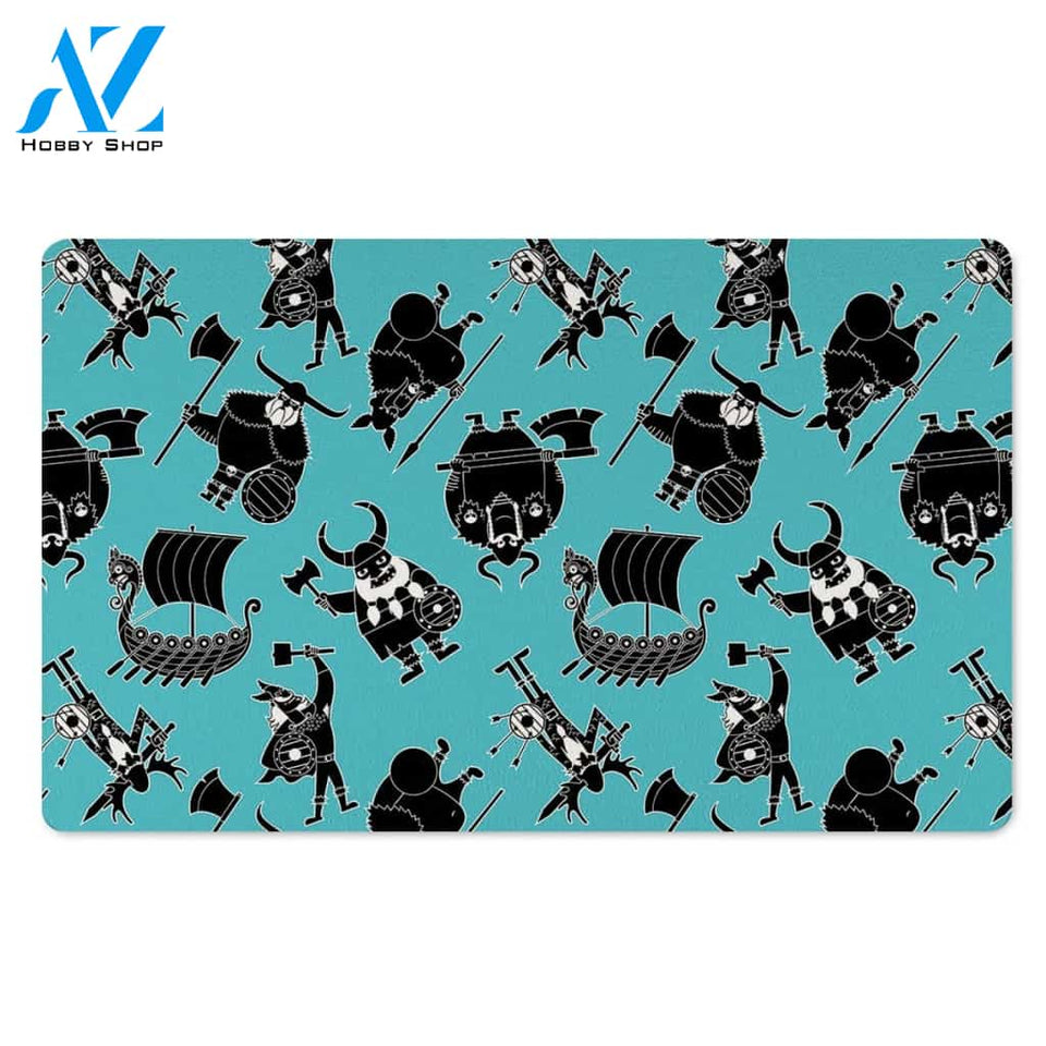 Viking Cartoon Silhouette Door Mat