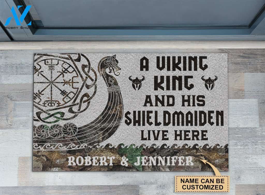 Viking King And Shieldmaiden Live Here Custom Doormat | Welcome Mat | House Warming Gift