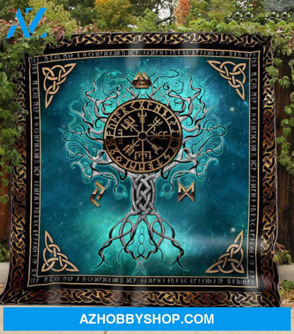 Viking Runes Tree Of Life 3D Quilt And Blanket