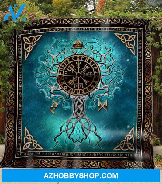 Viking Runes Tree Of Life 3D Quilt And Blanket