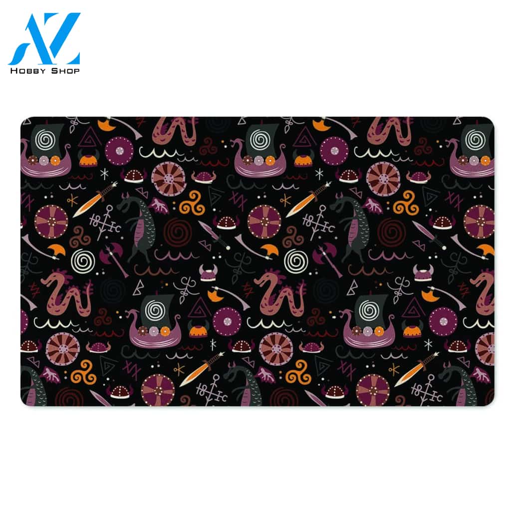 Viking Valhalla Cartoon Door Mat
